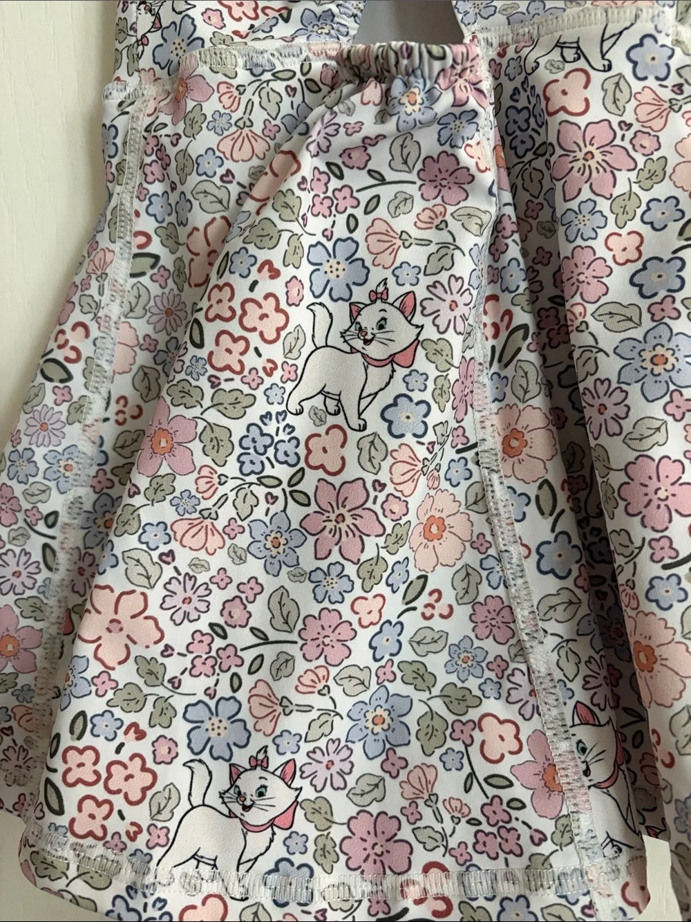 Disney Marie Girls Floral Cat Print Cotton Dress - Pastel Multi